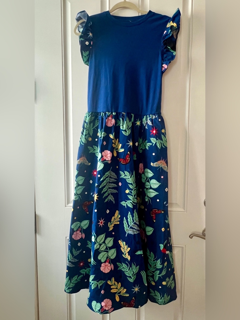 Target Blue Floral & Leaf Print Dress Medium NWT